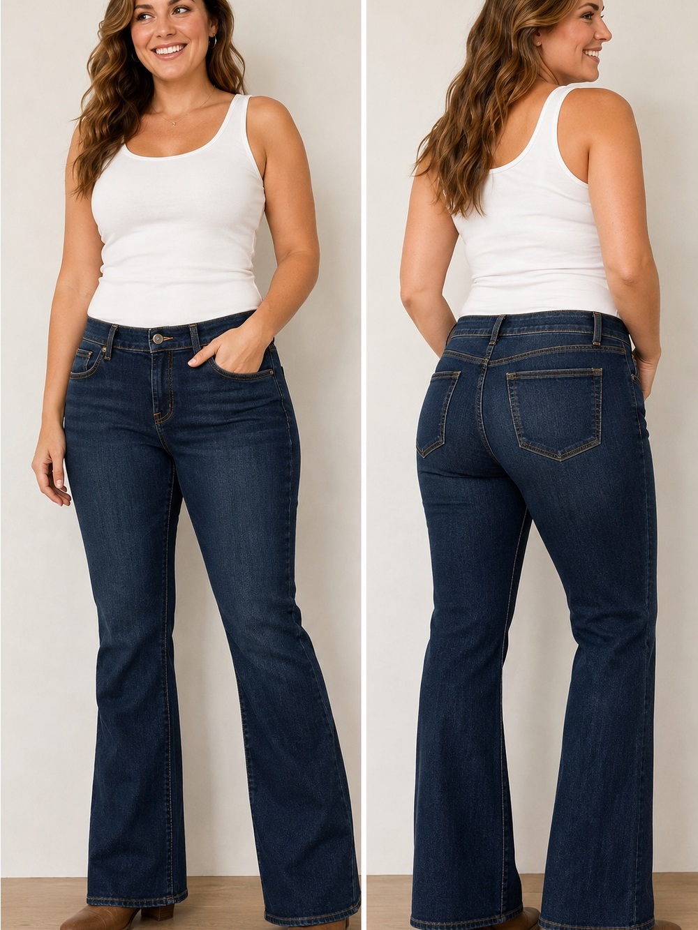 Old Navy Bootcut Jeans Size 16 Dark Blue “Just Below Waist” Classic Fit